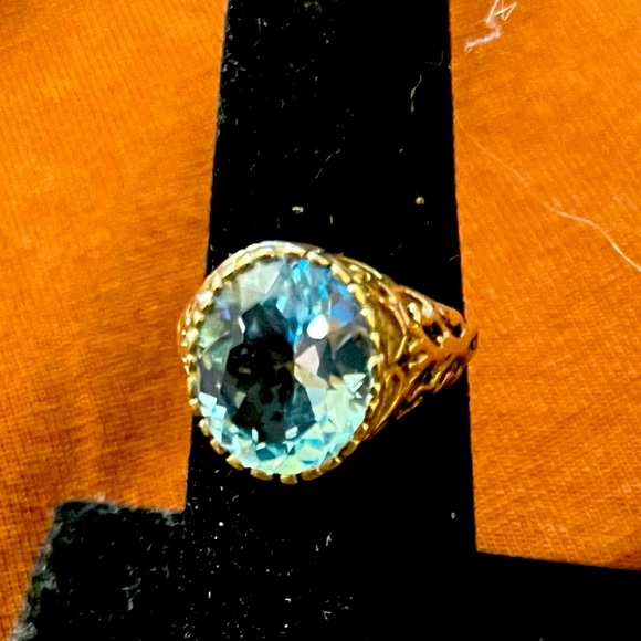 Natural blue topaz Sterling silver ring size 6 - Picture 1 of 4